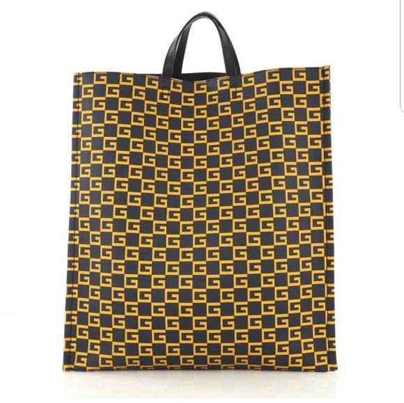 GUCCI Open Travel Tote Bag Navy Blue Gold rare - Picture 3 of 8